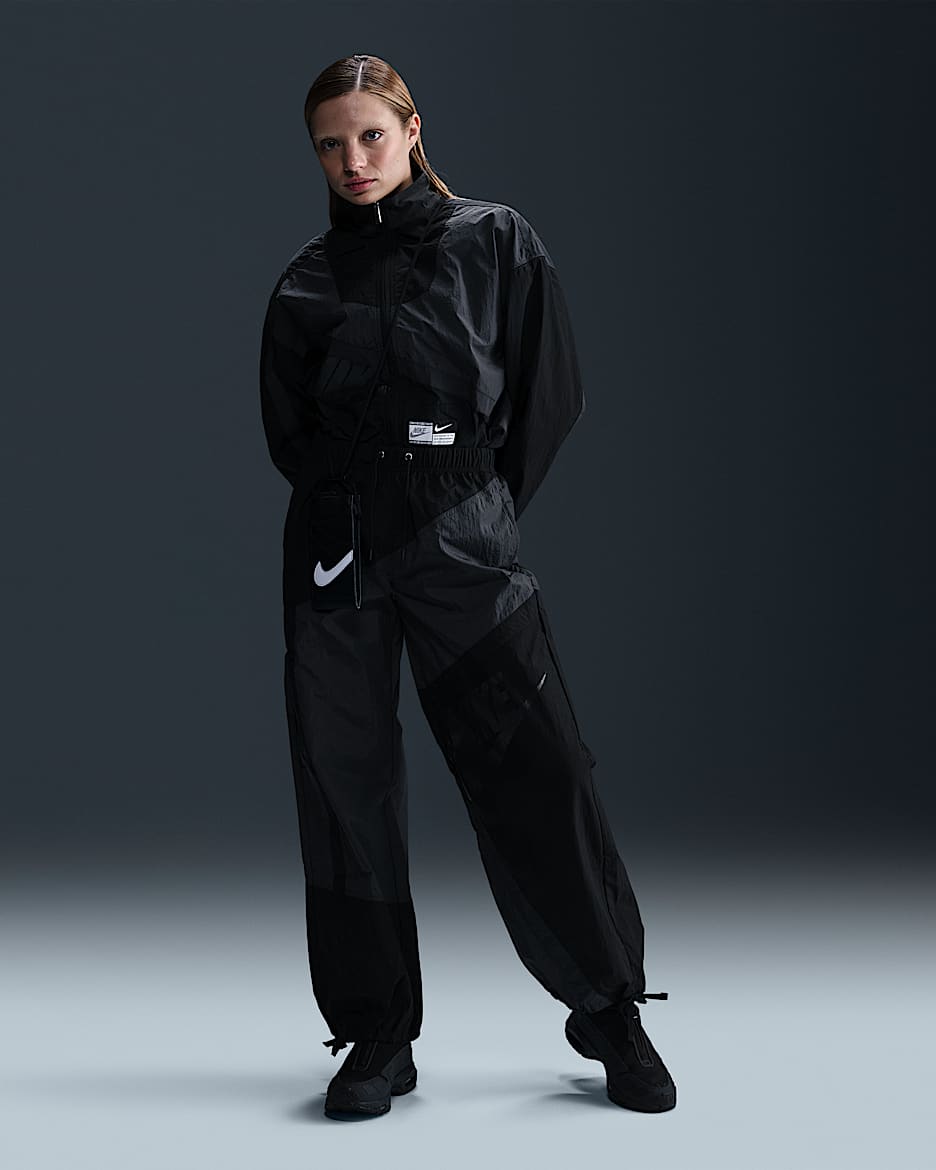 Nike Sportswear lockere Webhose mit mittelhohem Bund und offenem Saum (Damen) - Anthracite/Schwarz/Schwarz/Schwarz