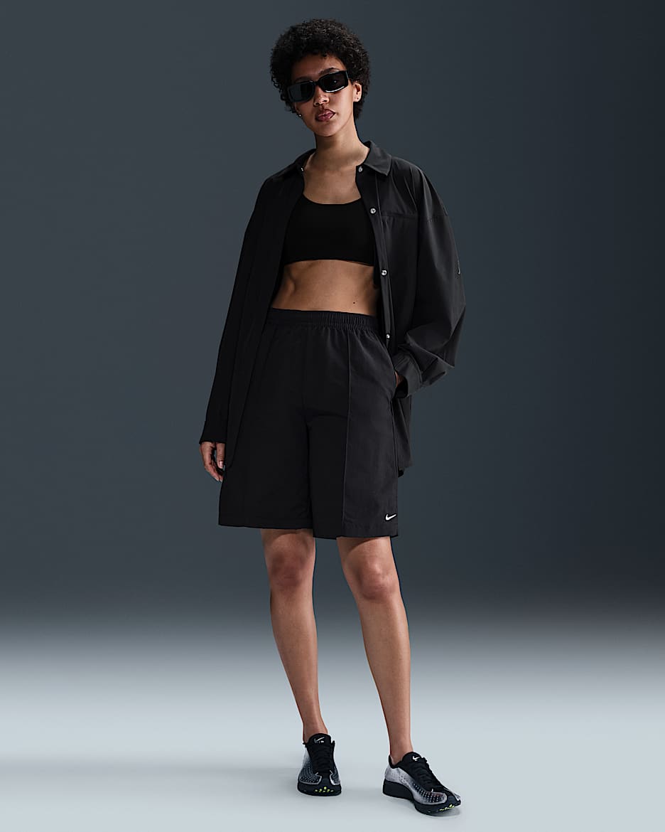 Short taille haute Nike Sportswear Everything Wovens 23 cm pour femme - Noir/Blanc