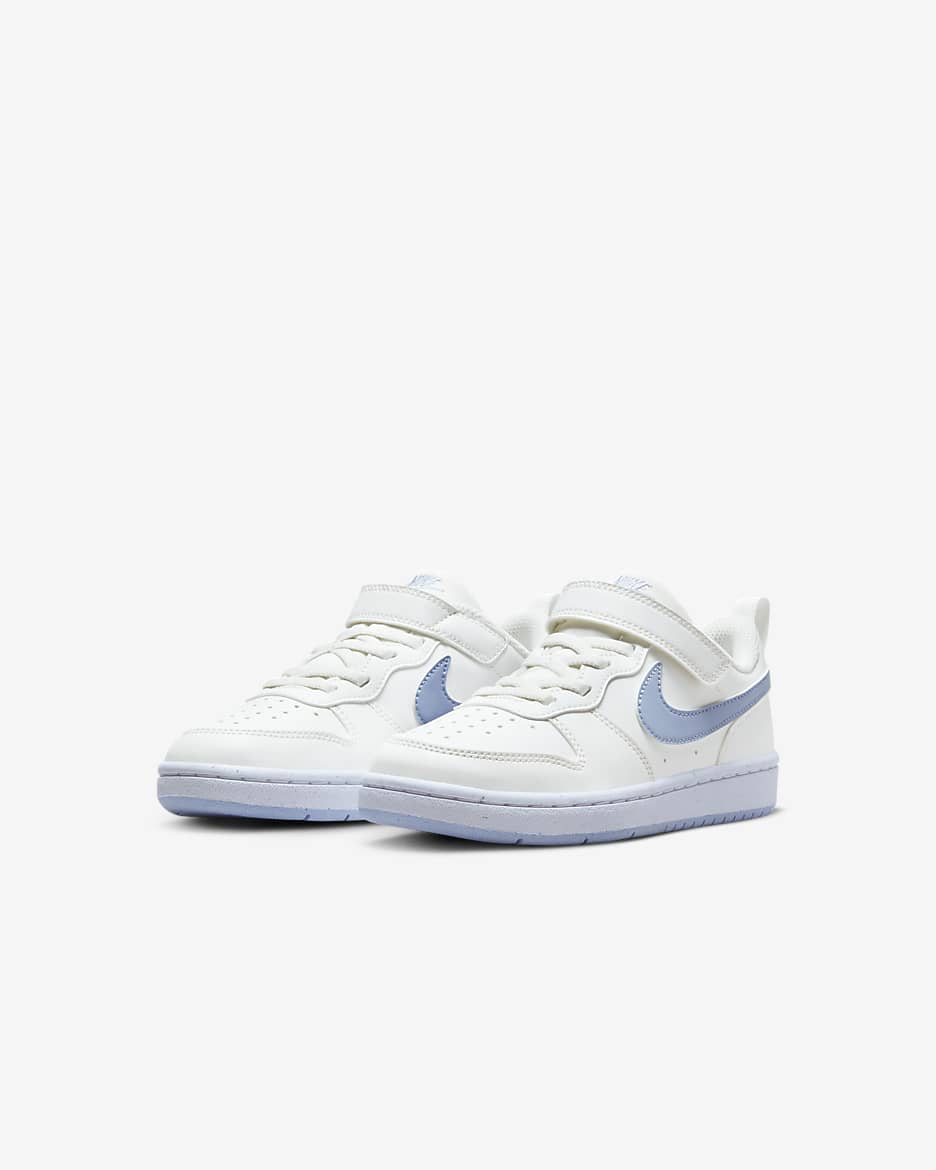 Nike Court Borough Low Recraft Younger Kids' Shoes - Summit White/Cobalt Bliss