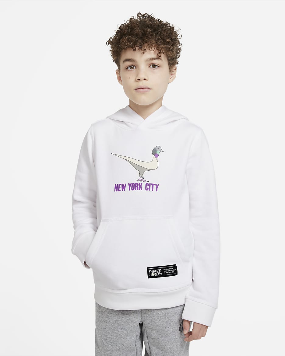 Nike Sportswear Club Fleece Big Kids' (Boys') Pullover Hoodie - White