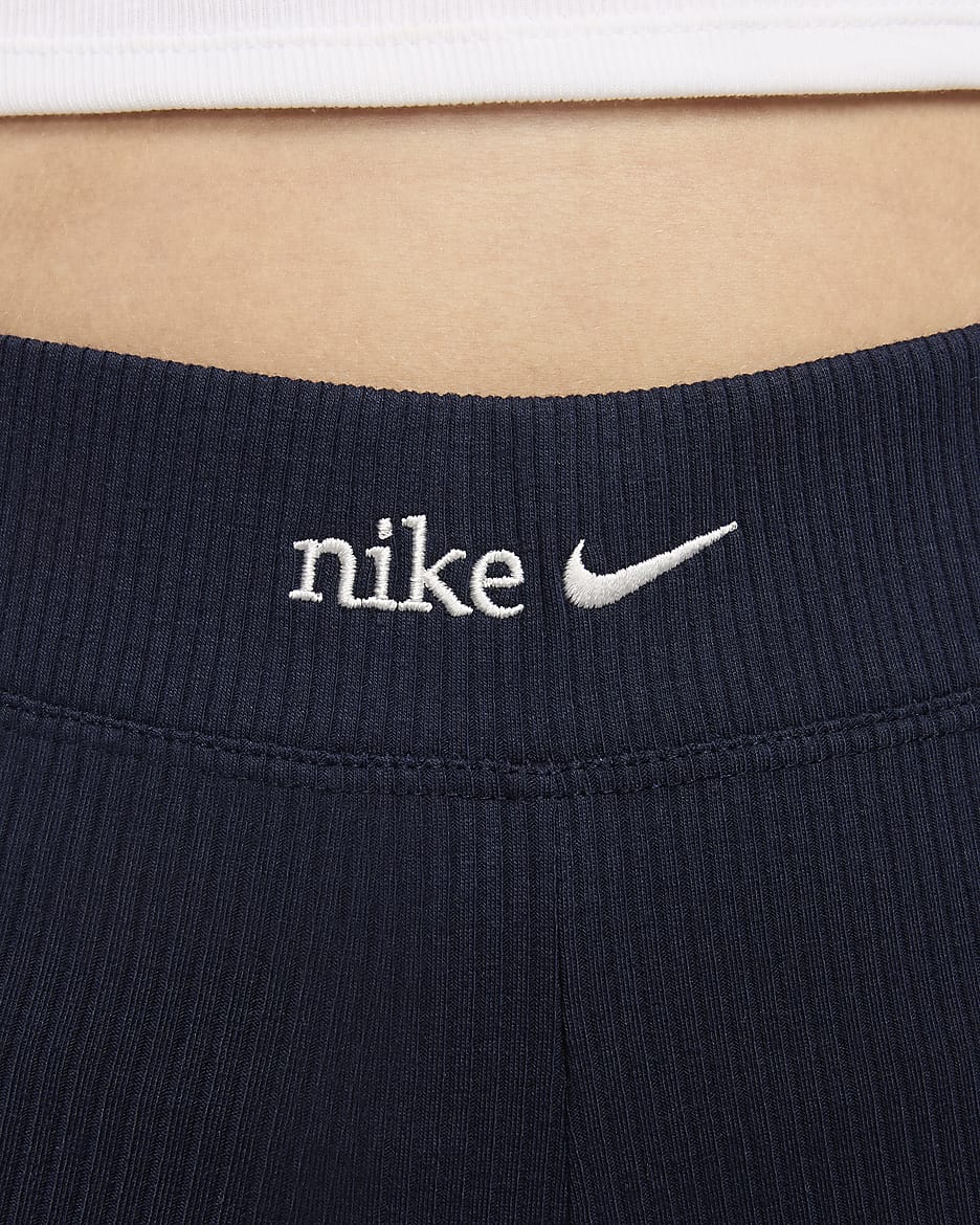 Nike Sportswear Yüksek Belli Fitilli Bol Paçalı Kadın Eşofman Altı - Obsidian