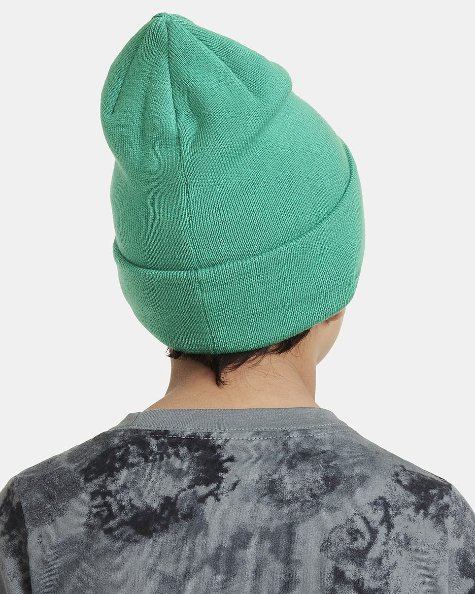 Nike Peak Kids' Swoosh Beanie - Stadium Green/Aquarius Blue