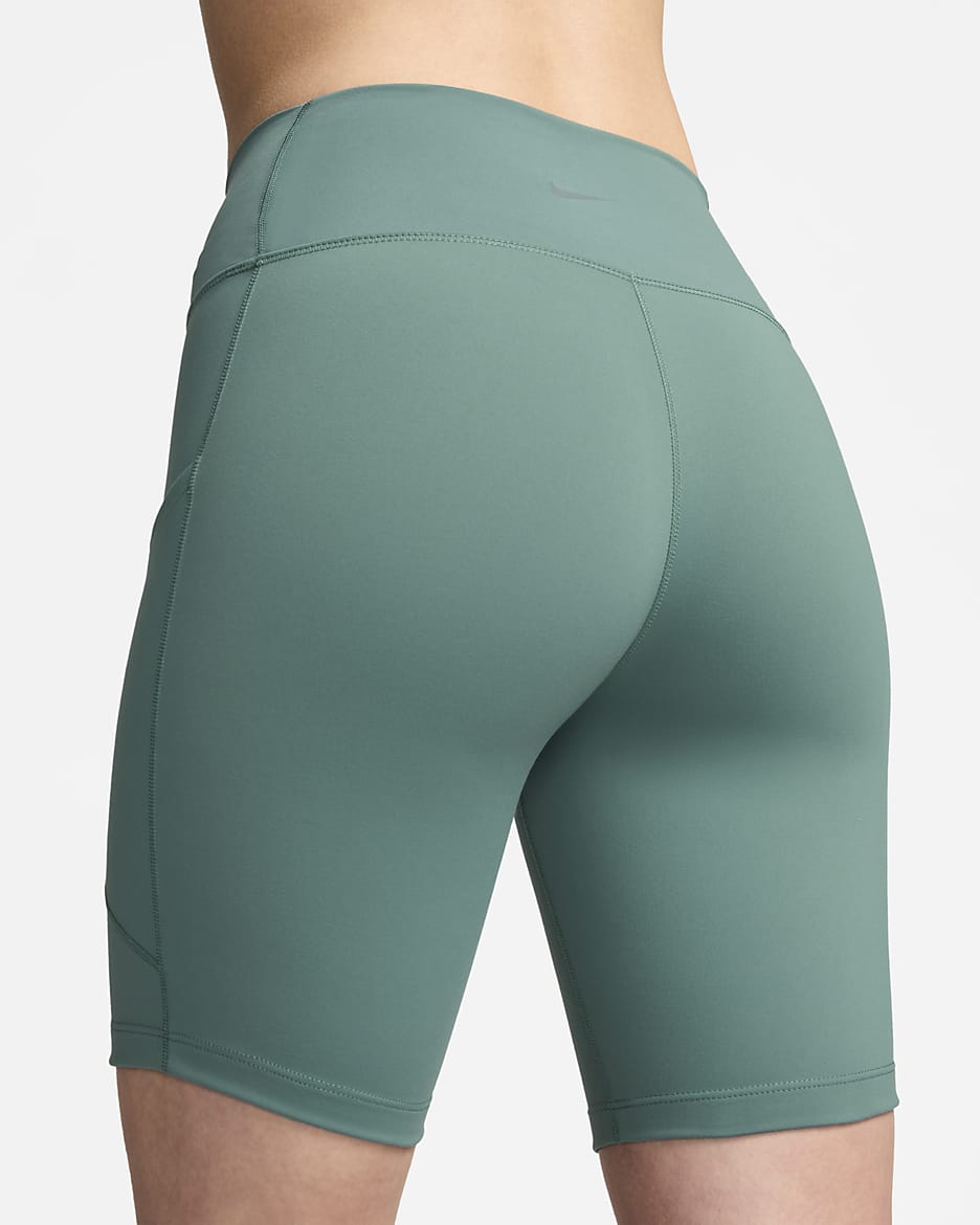 Nike One Women's High-Waisted 8" Biker Shorts with Pockets - Bicoastal/Black