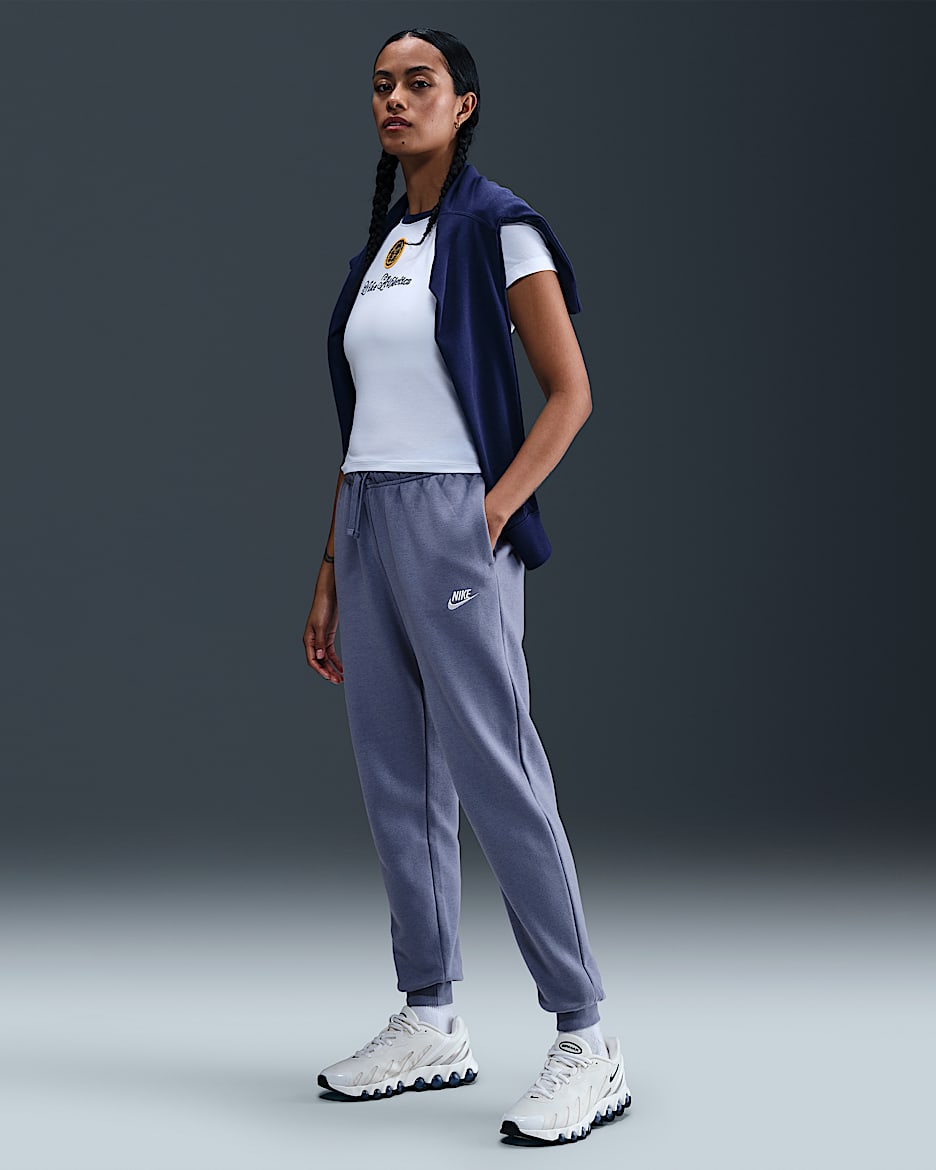 Nike Sportswear Club Fleece Women's Mid-Rise Joggers - World Indigo/White