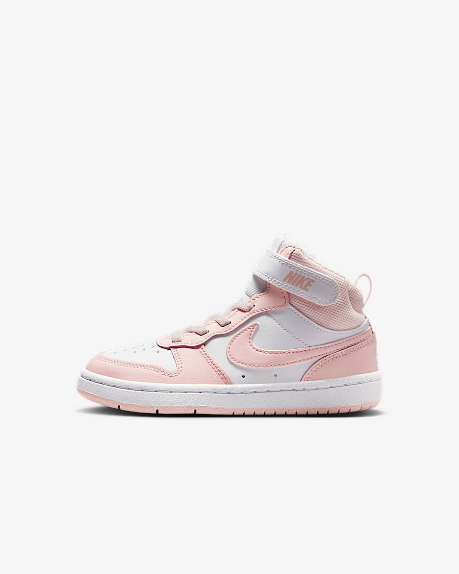 Tenis para niños de preescolar Nike Court Borough Mid 2 - Blanco/Rosa eco