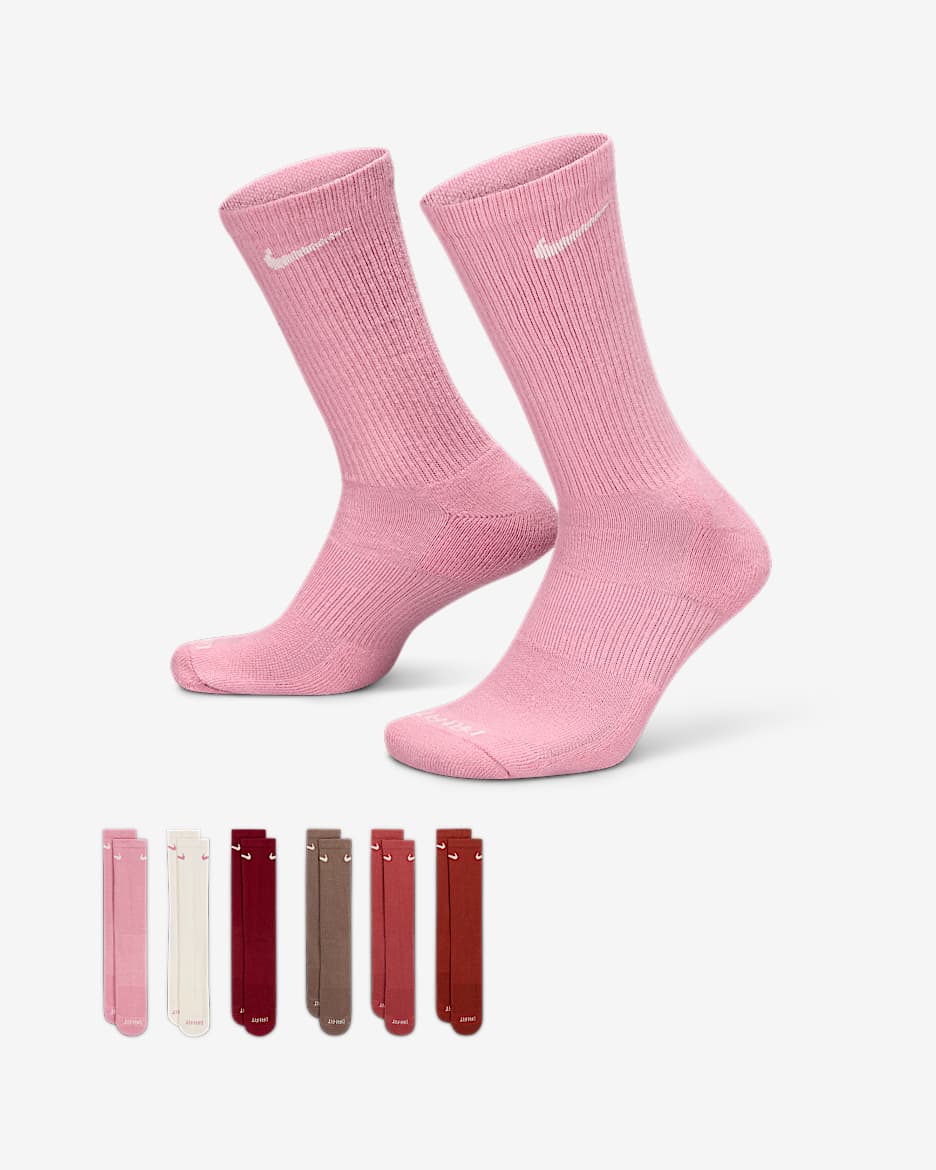 Chaussettes de training mi-mollet Nike Everyday Plus Cushioned (6 paires) - Multicolore