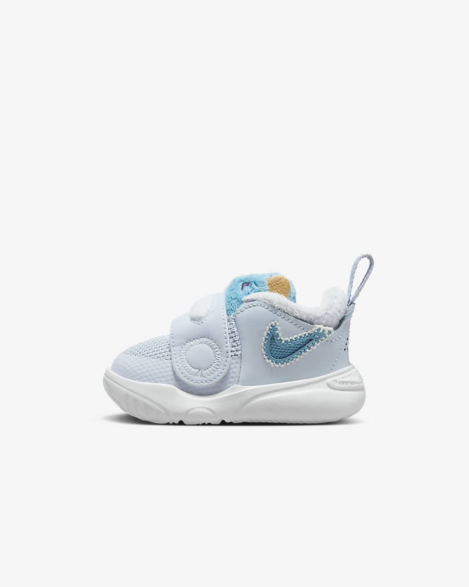 Nike Team Hustle D 11 Baby/Toddler Shoes - Football Grey/Summit White/Celestial Gold/Denim Turquoise