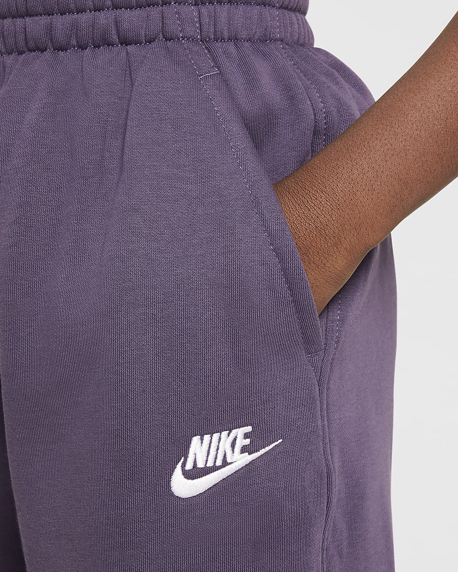 Nike Sportswear Club Fleece Older Kids' Loose Trousers - Dark Raisin/Dark Raisin/White