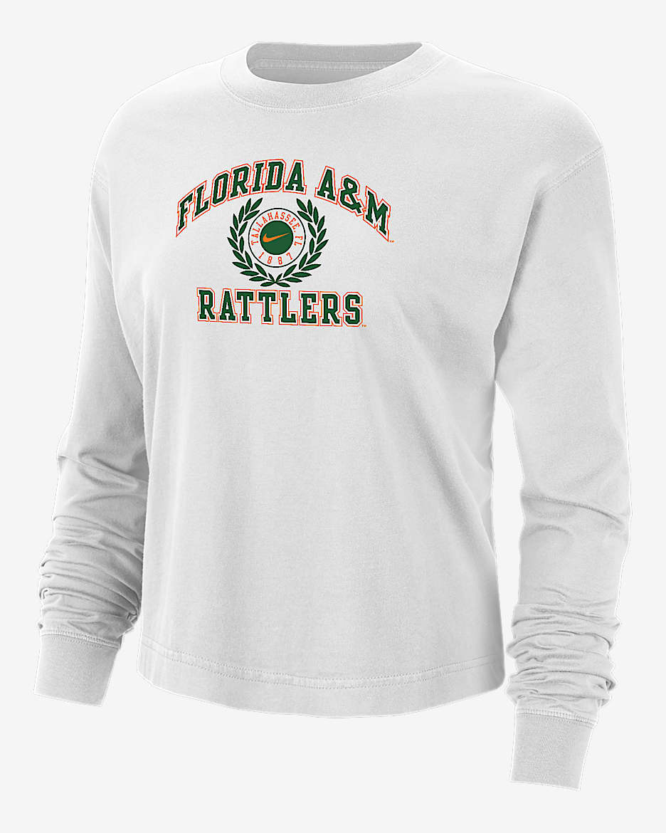 FAMU Women's Nike College Boxy Long-Sleeve T-Shirt - White