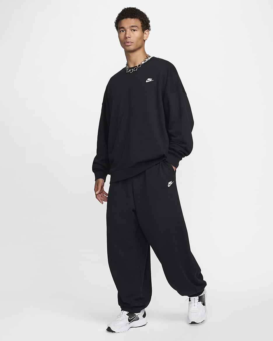 Haut oversize en molleton Nike Club Fleece pour homme - Noir/Noir/Blanc