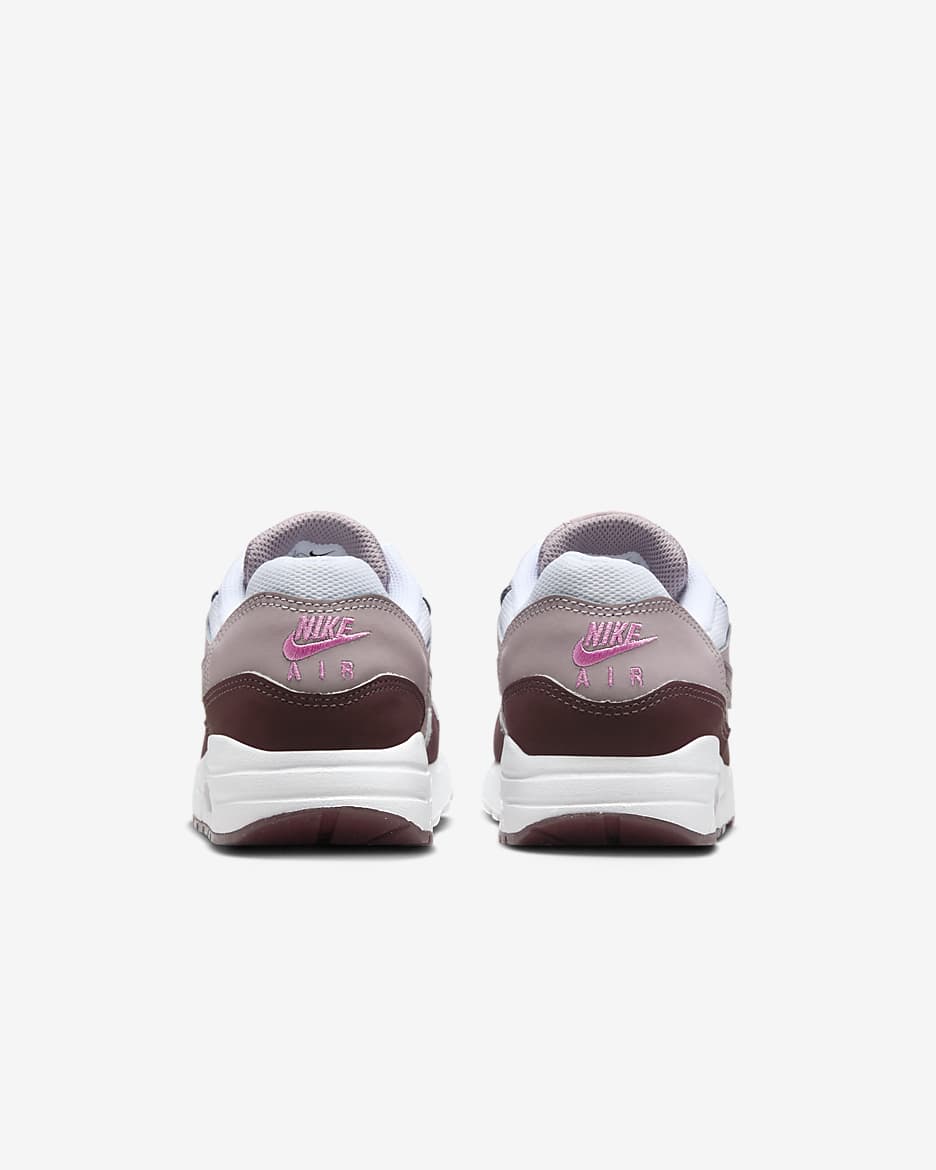 Air Max 1 Older Kids' Shoes - White/Light Violet Ore/Playful Pink/Burgundy Crush