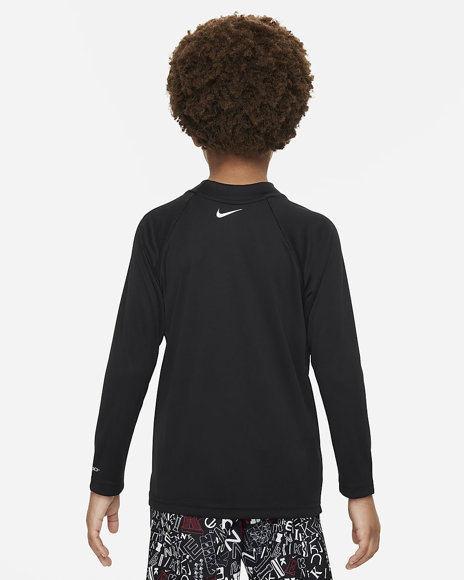 Playera de manga larga Hydroguard para niño talla pequeña Nike Swim - Negro