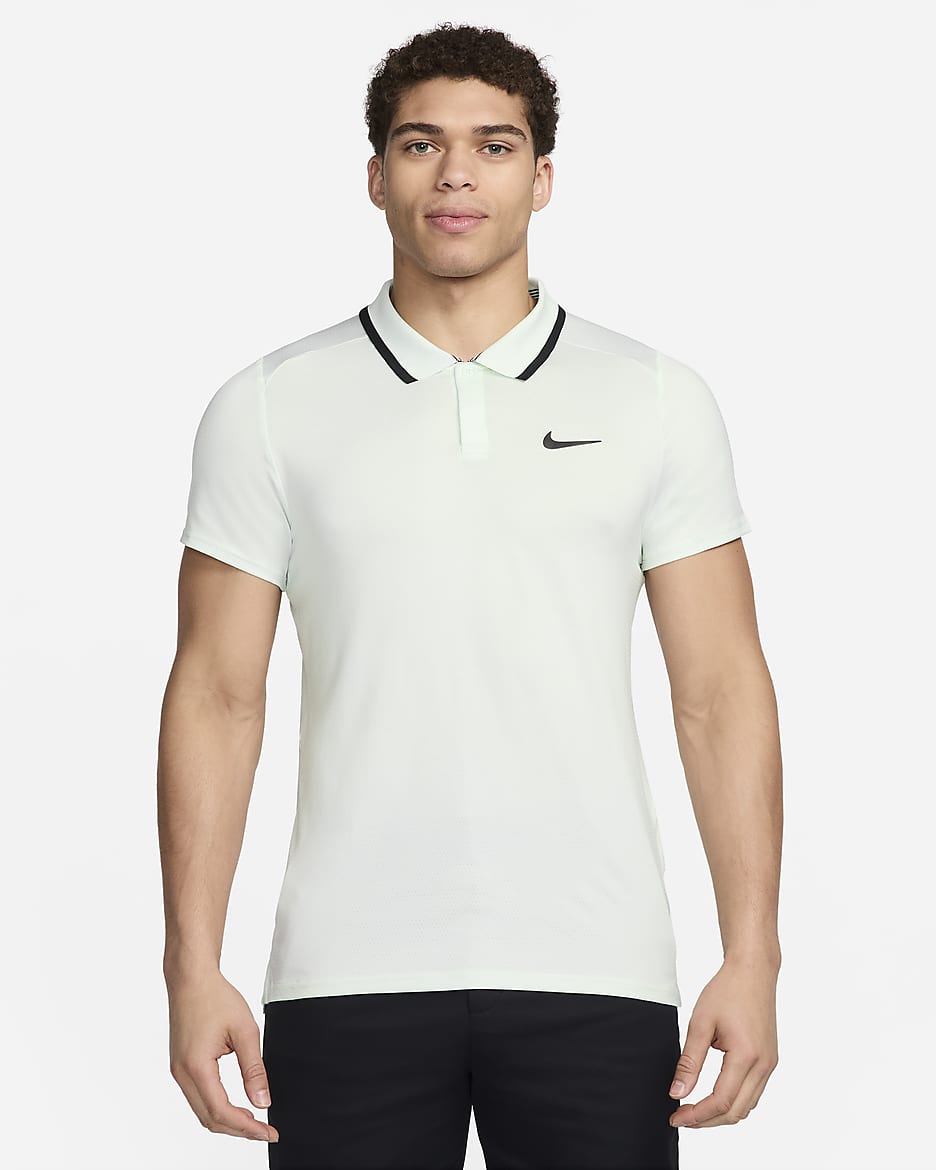 NikeCourt Advantage Dri-FIT Tennis-Poloshirt für Herren - Barely Green/Schwarz/Schwarz