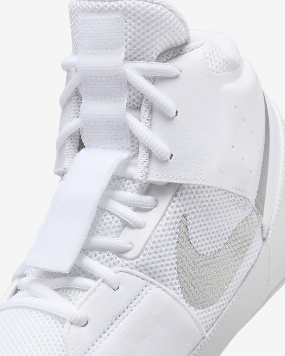 Nike Fury Wrestling Shoes - White/White/Metallic Silver