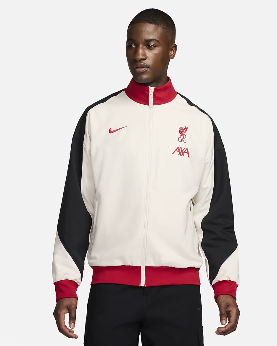 Liverpool FC Strike Nike Dri-FIT voetbaljack voor heren - Light Orewood Brown/Zwart/Gym Red