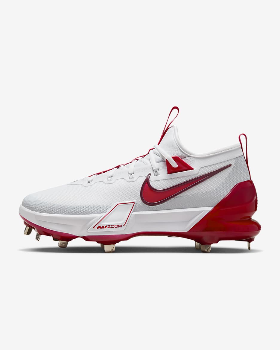 Nike Force Zoom Trout 9 Elite Baseball Cleats - White/Pure Platinum/Team Red/University Red