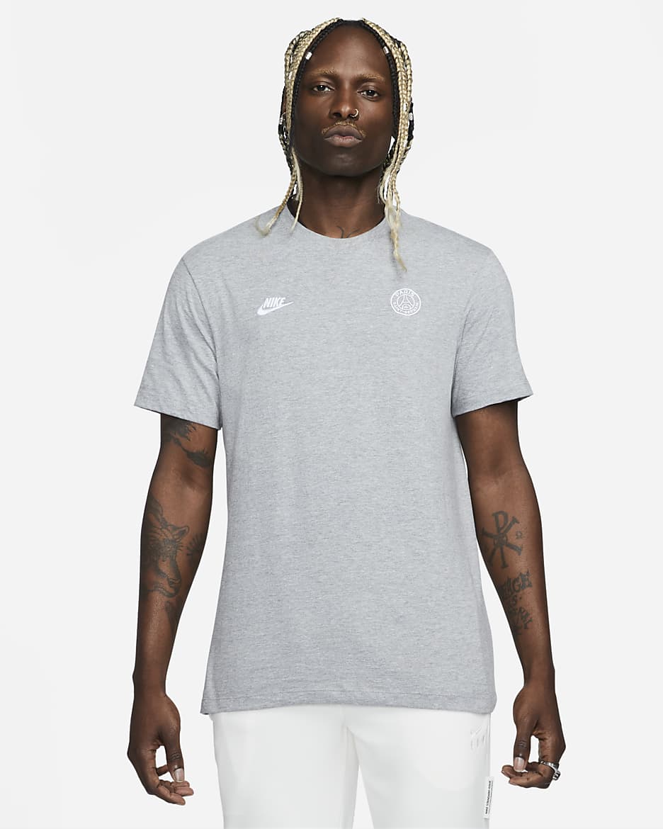 PSG Essential Men's Nike Soccer T-Shirt - Dark Grey Heather