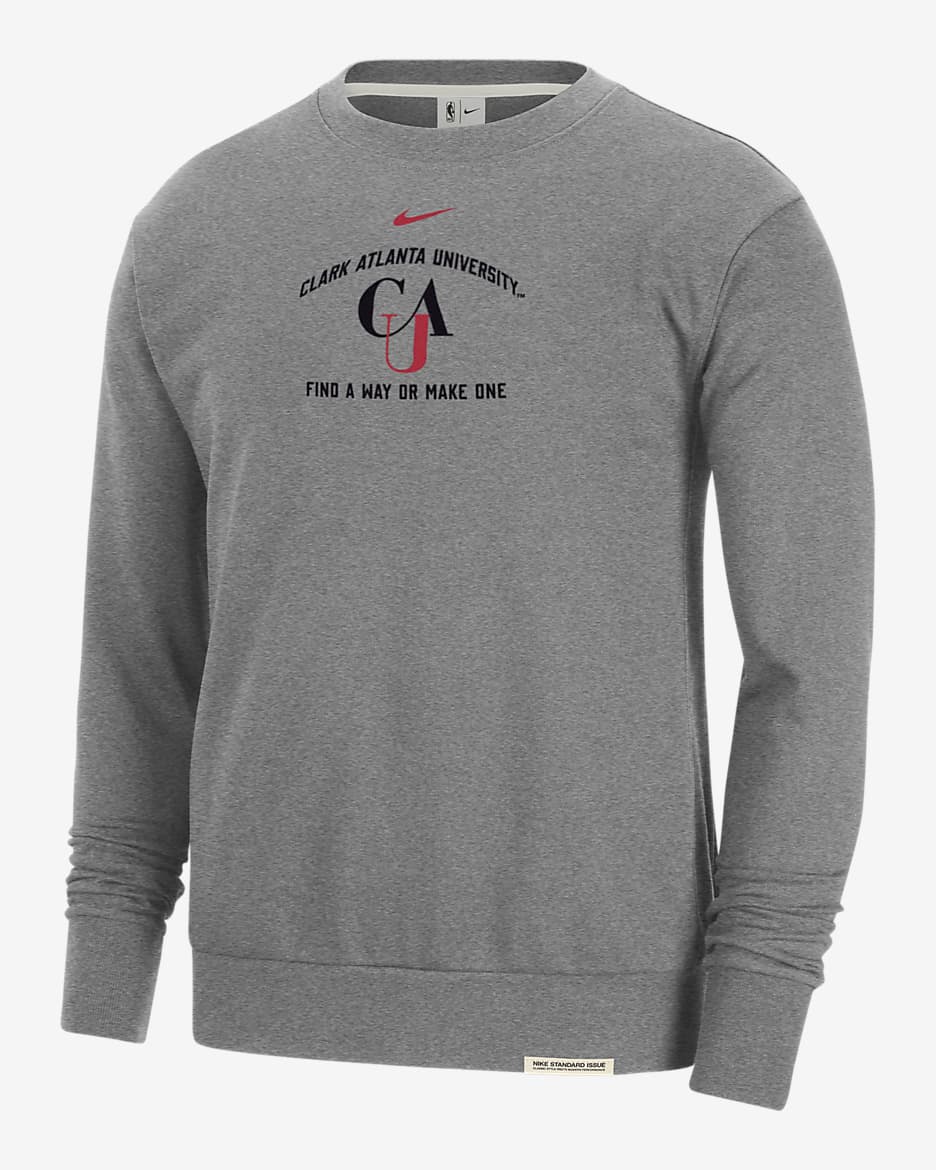 Clark Atlanta Standard Issue Men's Nike College Fleece Crew-Neck Sweatshirt - Dark Grey Heather