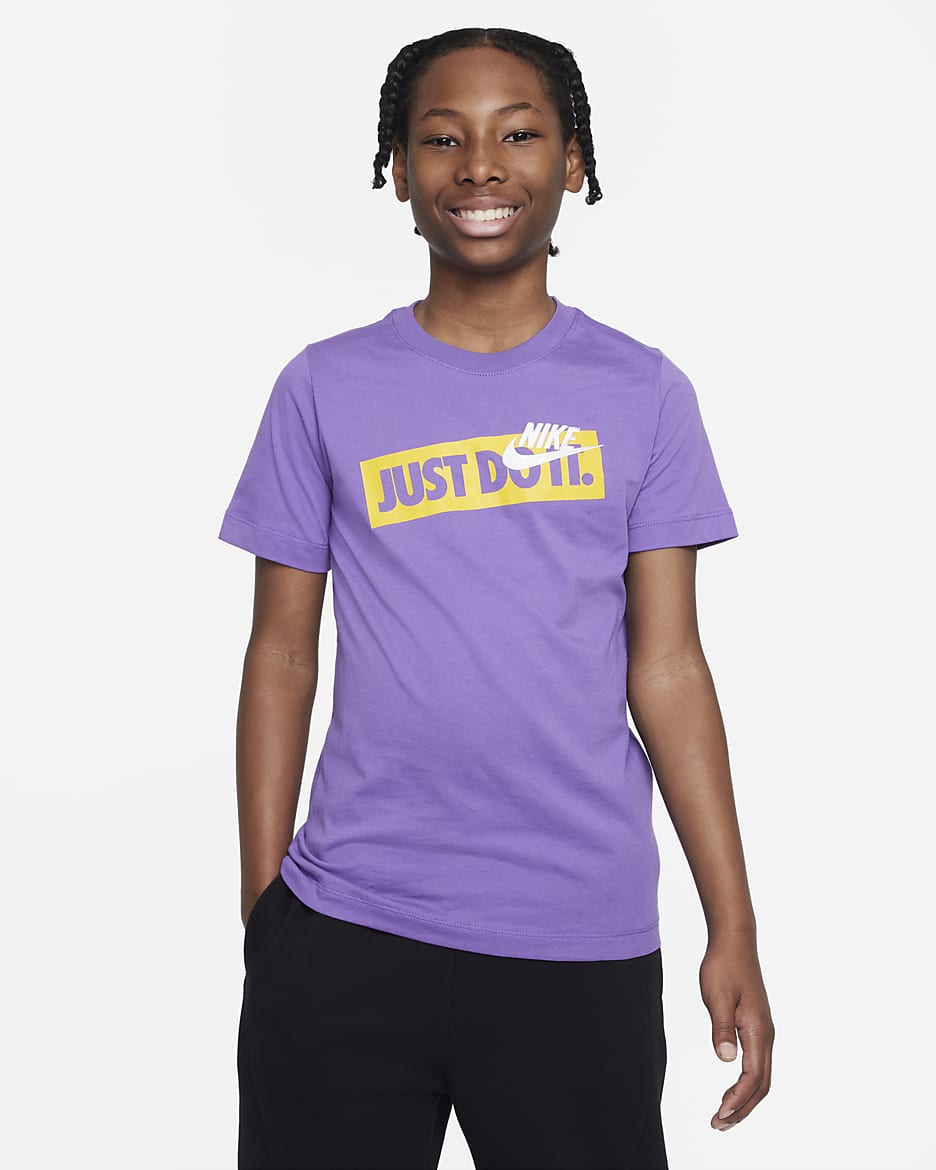 Nike Sportswear Big Kids' (Boys') T-Shirt - Action Grape/University Gold