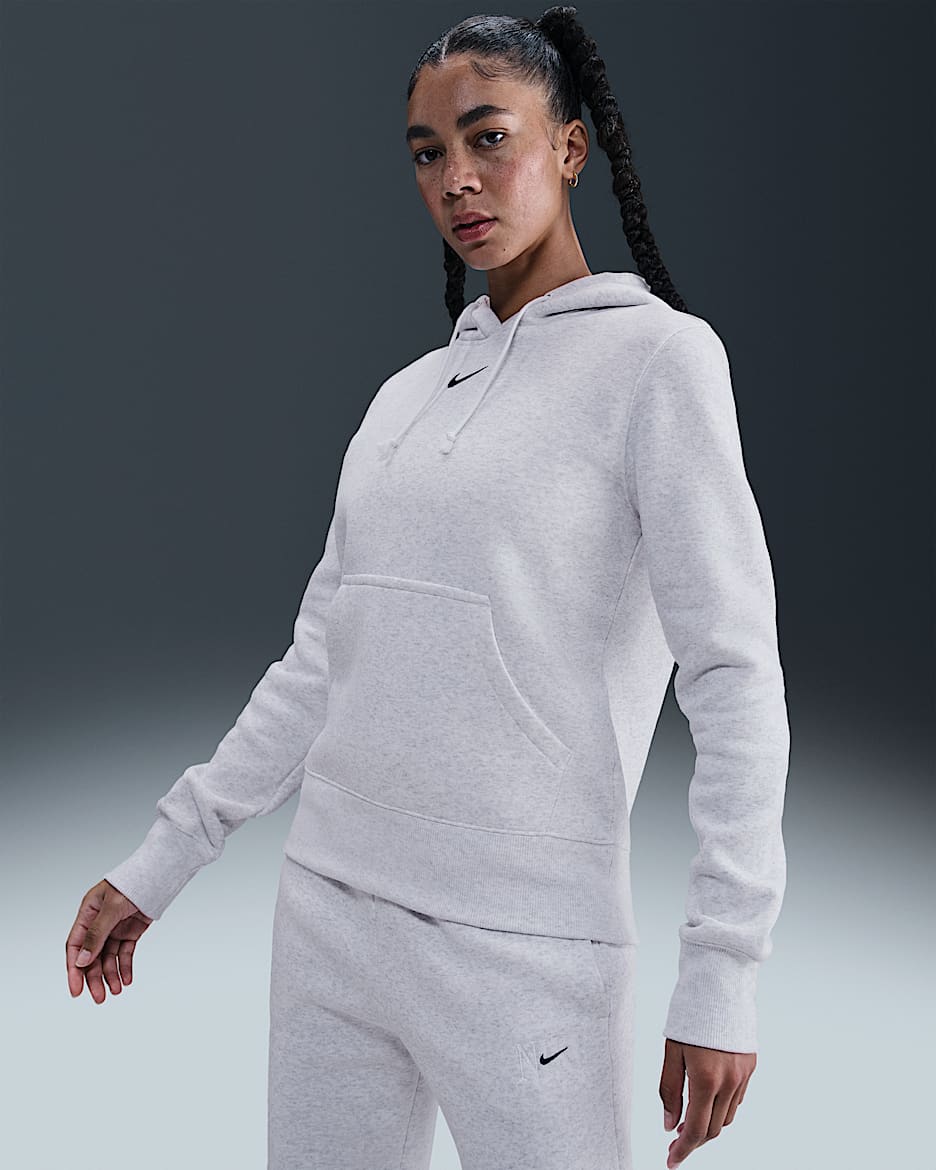 Nike Sportswear Phoenix Fleece Women's Pullover Hoodie - Birch Heather/Black