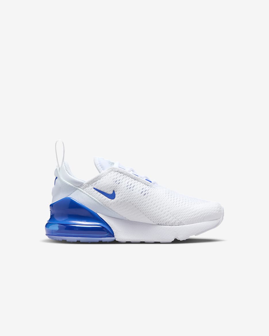 Tenis para niños de preescolar Nike Air Max 270 - Blanco/Gris lobo/Blanco/Royal juego