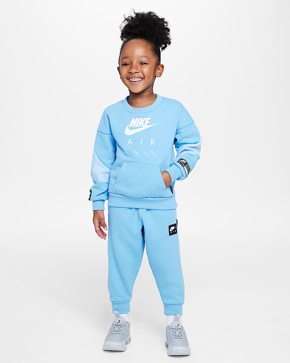 Conjunto de 2 piezas de sudadera de cuello redondo de tejido Fleece Air infantil Nike Sportswear - Azul universitario