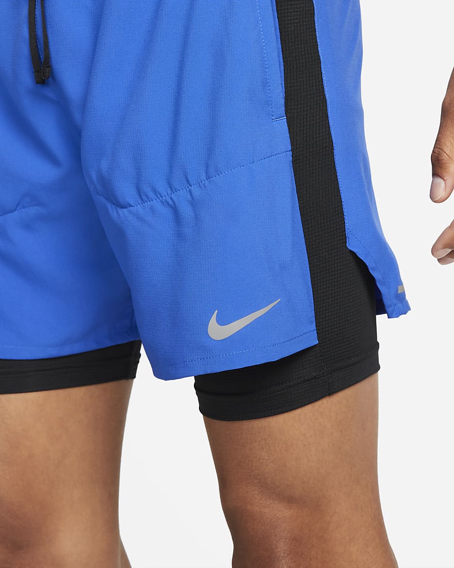 Short de running hybride Dri-FIT Nike Stride 13 cm pour homme - Game Royal/Noir/Noir