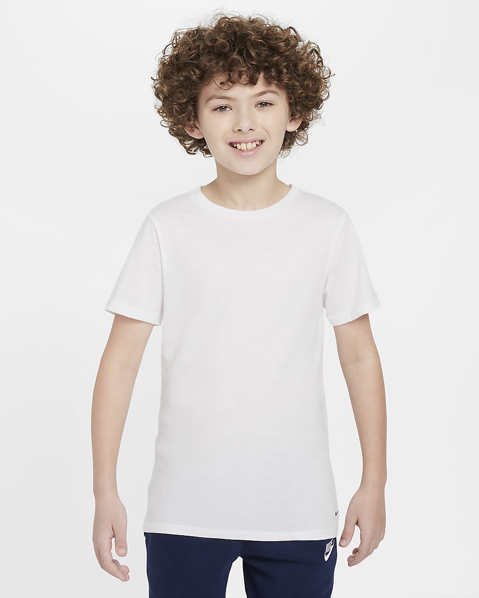 Camisetas interiores con cuello redondo para niños talla grande (paquete de 2) Nike - Blanco