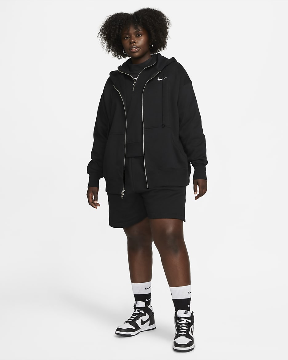 Felpa oversize con cappuccio e zip a tutta lunghezza Nike Sportswear Phoenix Fleece (Plus size) – Donna - Nero/Sail