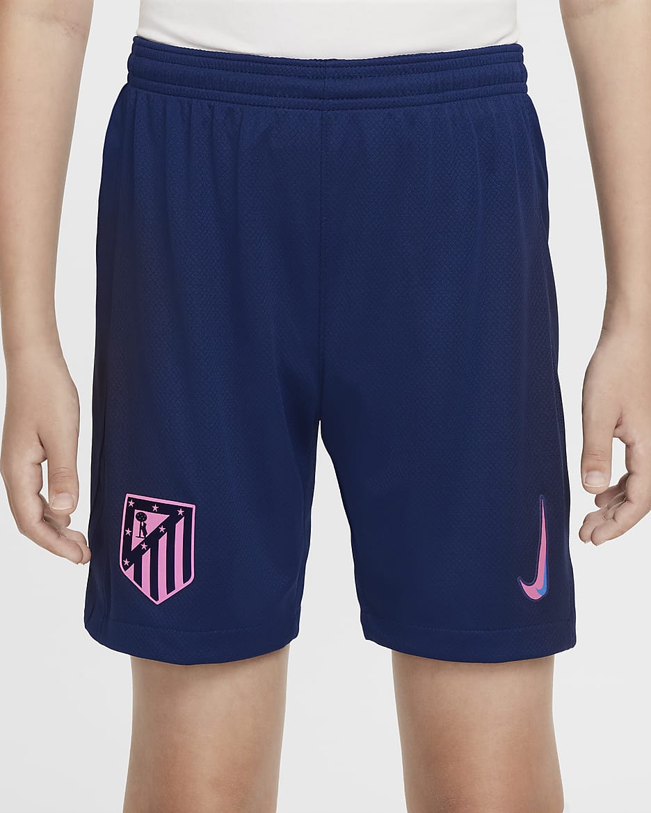 Atlético Madrid 2024/25 Stadium Third Nike Replika-Fußballshorts mit Dri-FIT-Technologie (ältere Kinder) - Blue Void/Pink Glow