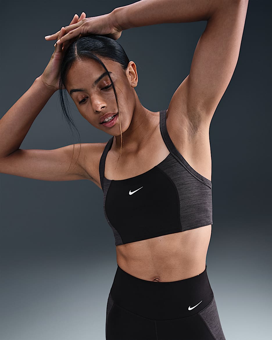 Nike One Women's Light-Support Padded Sports Bra - Black/Dark Shadow/Heather/White