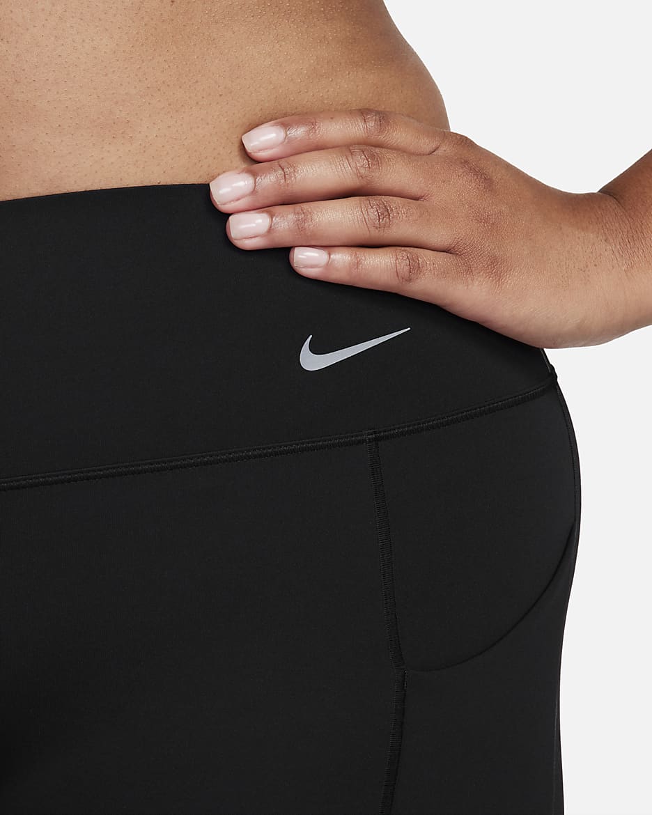 Nike Universa 7/8-Leggings mit mittlerem Halt, mittelhohem Bund und Taschen für Damen - Schwarz/Schwarz