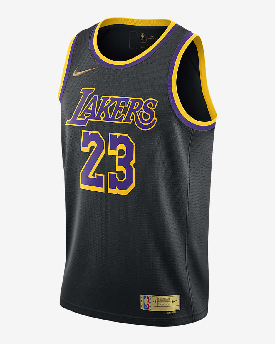 レブロン ジェームズ レイカーズ アーンド エディション メンズ ナイキ NBA スウィングマン ジャージー - アンスラサイト/アマリロ/フィールドパープル