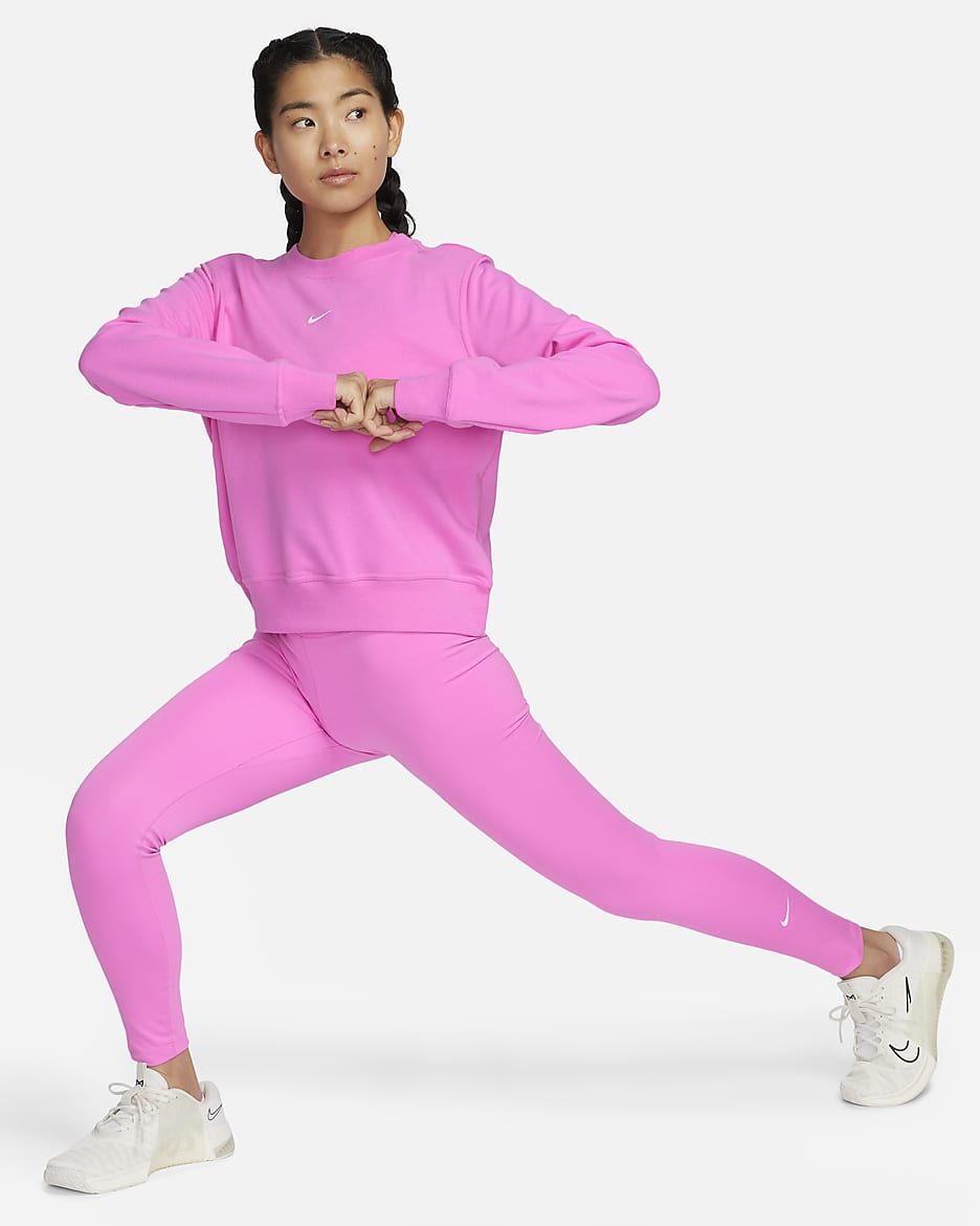 Nike Dri-FIT One Women's Crew-Neck French Terry Sweatshirt - Playful Pink/White