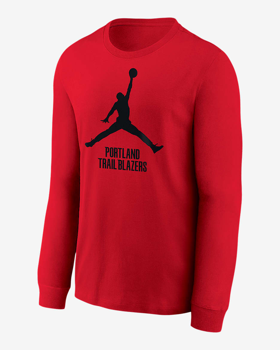 Playera de manga larga Jordan de la NBA para niños talla grande Portland Trail Blazers Essential - Negro