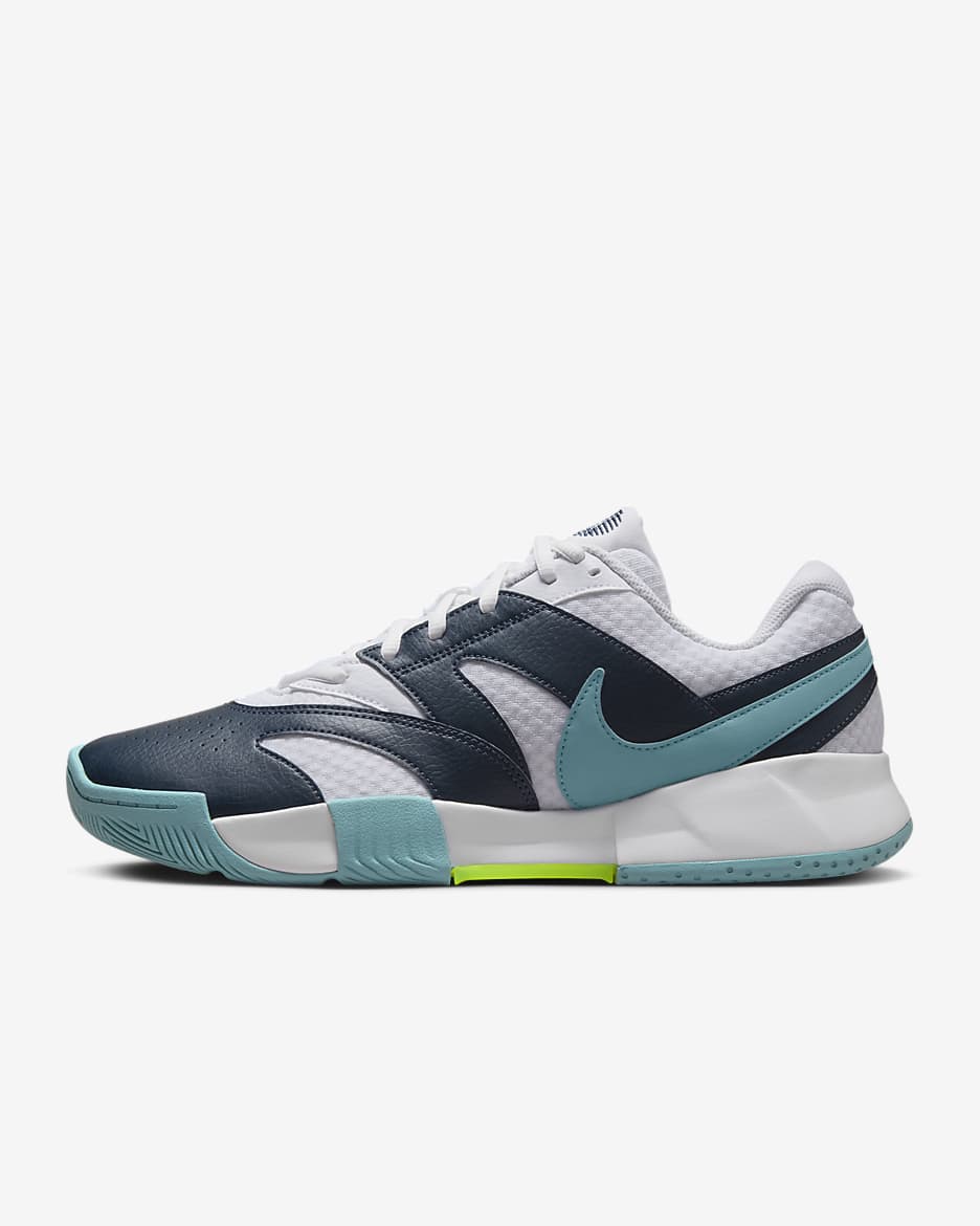 Męskie buty do tenisa NikeCourt Lite 4 - Biel/Armory Navy/Denim Turquoise/Volt