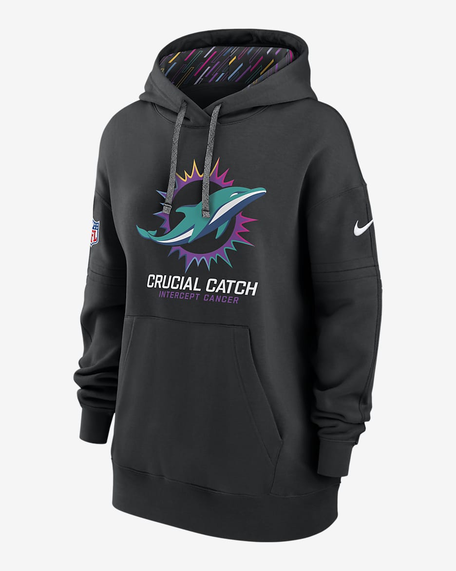 Miami Dolphins Crucial Catch Club Women's Nike NFL Pullover Hoodie - Black