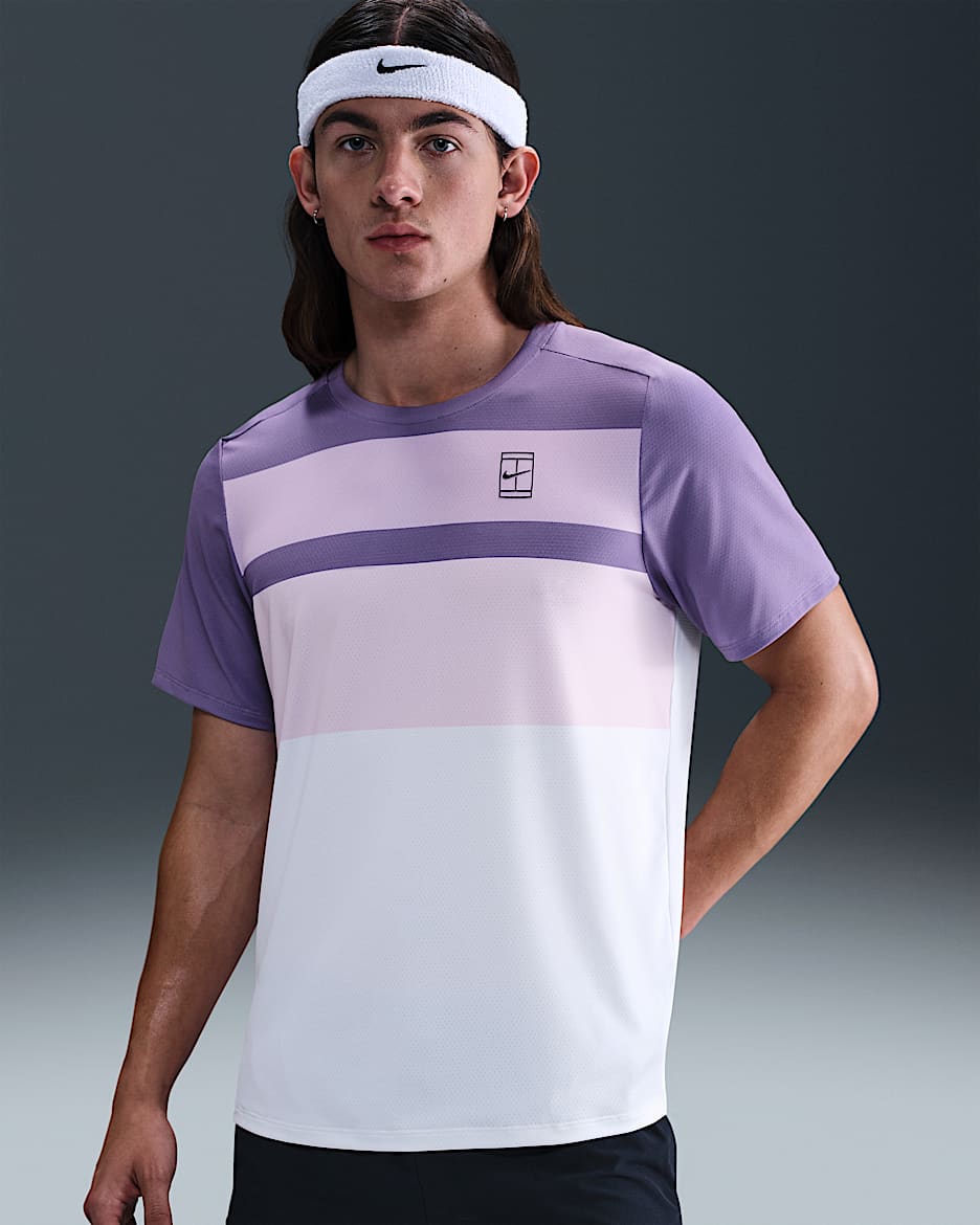 NikeCourt Advantage Men's Tennis Top - Dusty Amethyst/White/Black