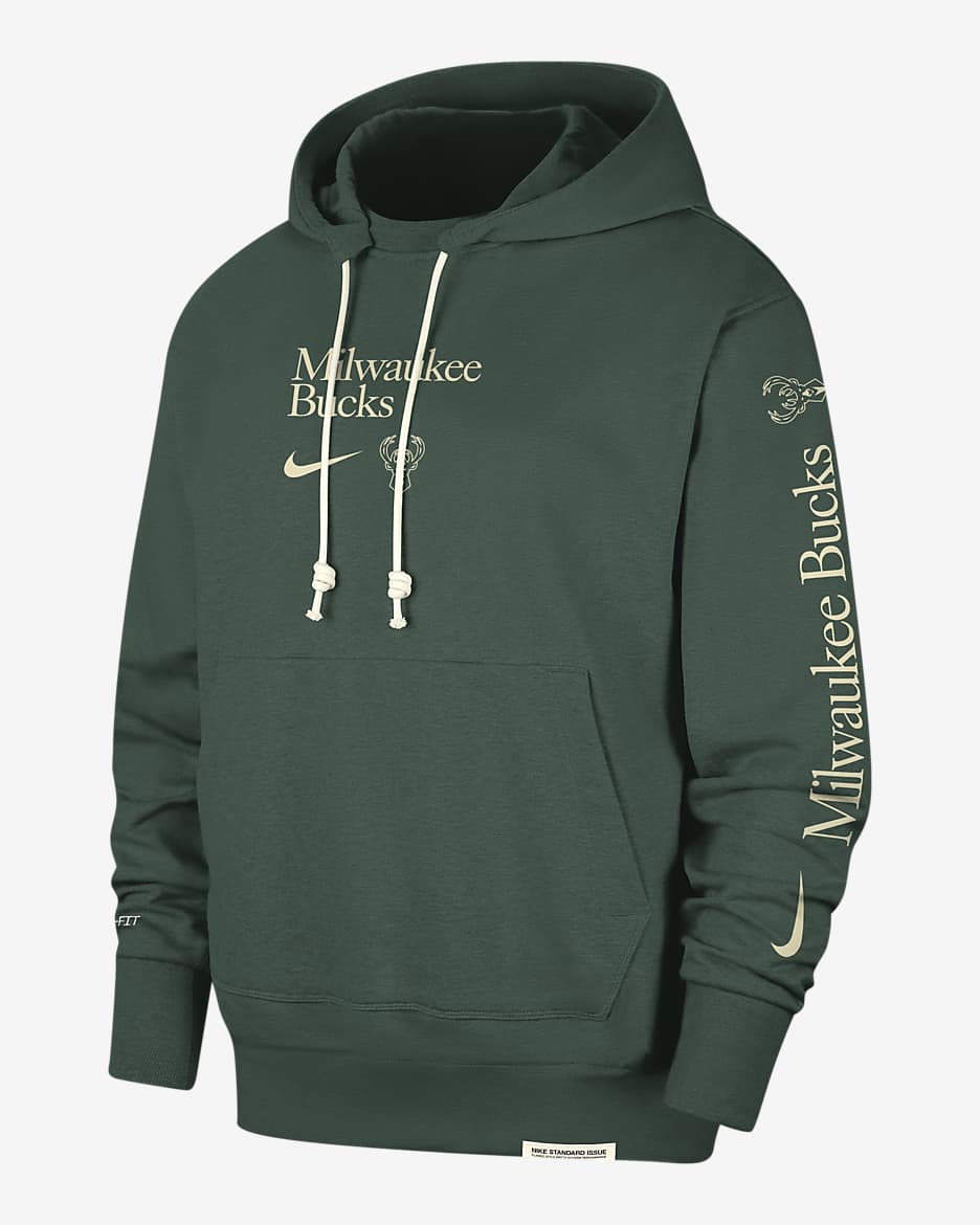 Sudadera con gorro Nike Dri-FIT de la NBA para hombre Milwaukee Bucks Standard Issue Courtside - Abeto