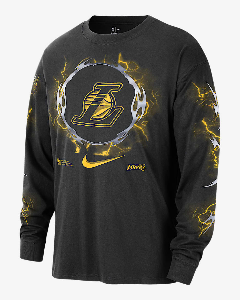 Los Angeles Lakers Courtside Men's Nike NBA Long-Sleeve T-Shirt - Black