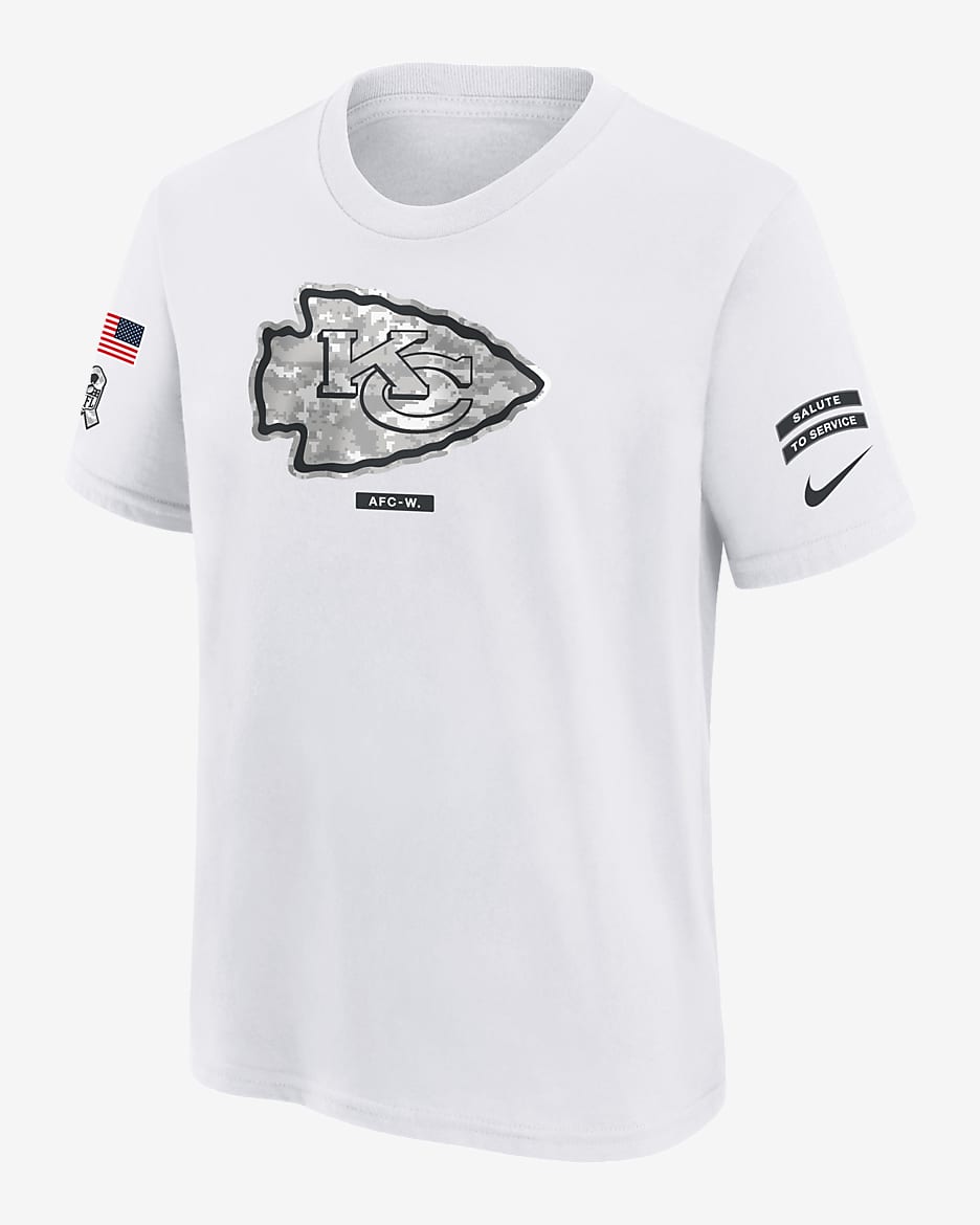 Kansas City Chiefs Salute to Service Primary Edge Legend Big Kids' Nike Dri-FIT NFL T-Shirt - White