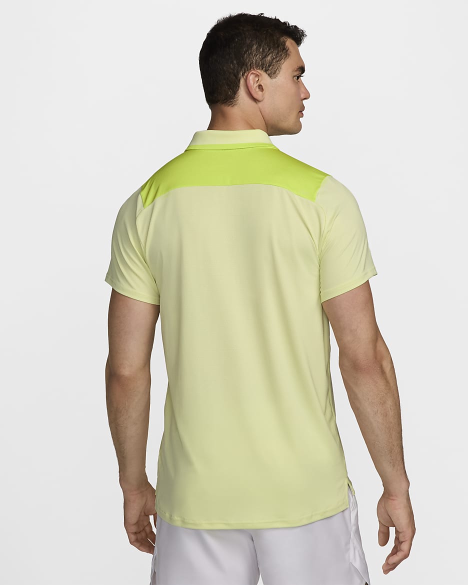 Polo de tennis Dri-FIT NikeCourt Advantage pour homme - Life Lime/Cyber/Noir