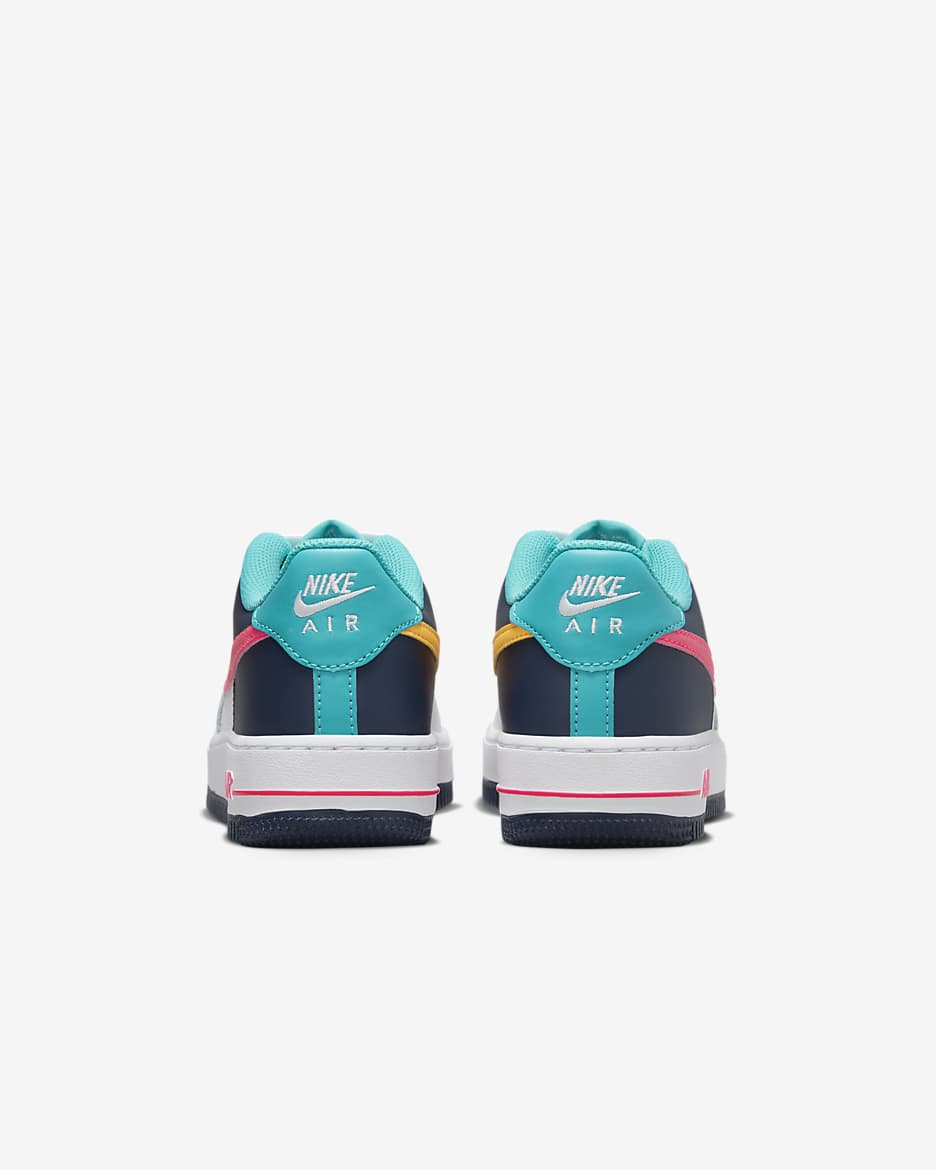 Nike Air Force 1 sko til store barn - Hvit/Thunder Blue/Dusty Cactus/Racer Pink