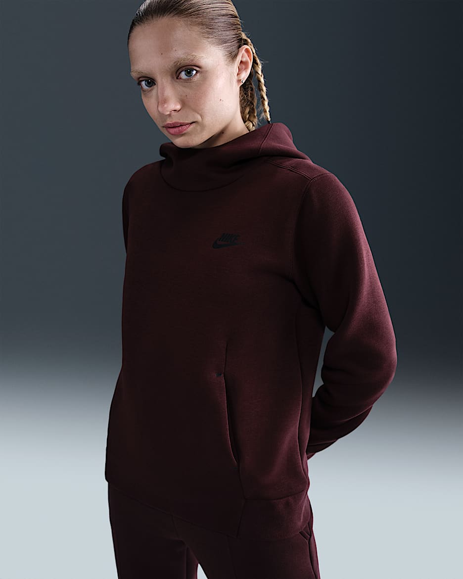 Nike Sportswear Tech Fleece Women's Hoodie - Burgundy Crush/Black