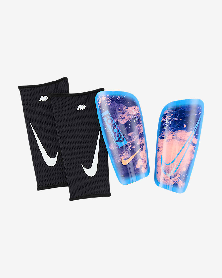 Nike Mercurial Lite "Erling Haaland" Soccer Shin Guards - Blue Void/University Blue/Orange Pulse
