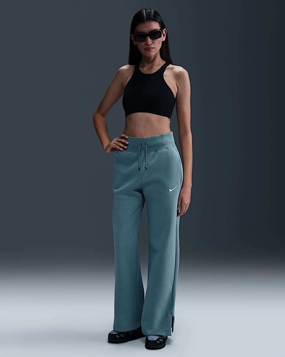 Nike Sportswear Phoenix Fleece Women's High-Waisted Wide-Leg Sweatpants - Smokey Blue/Sail