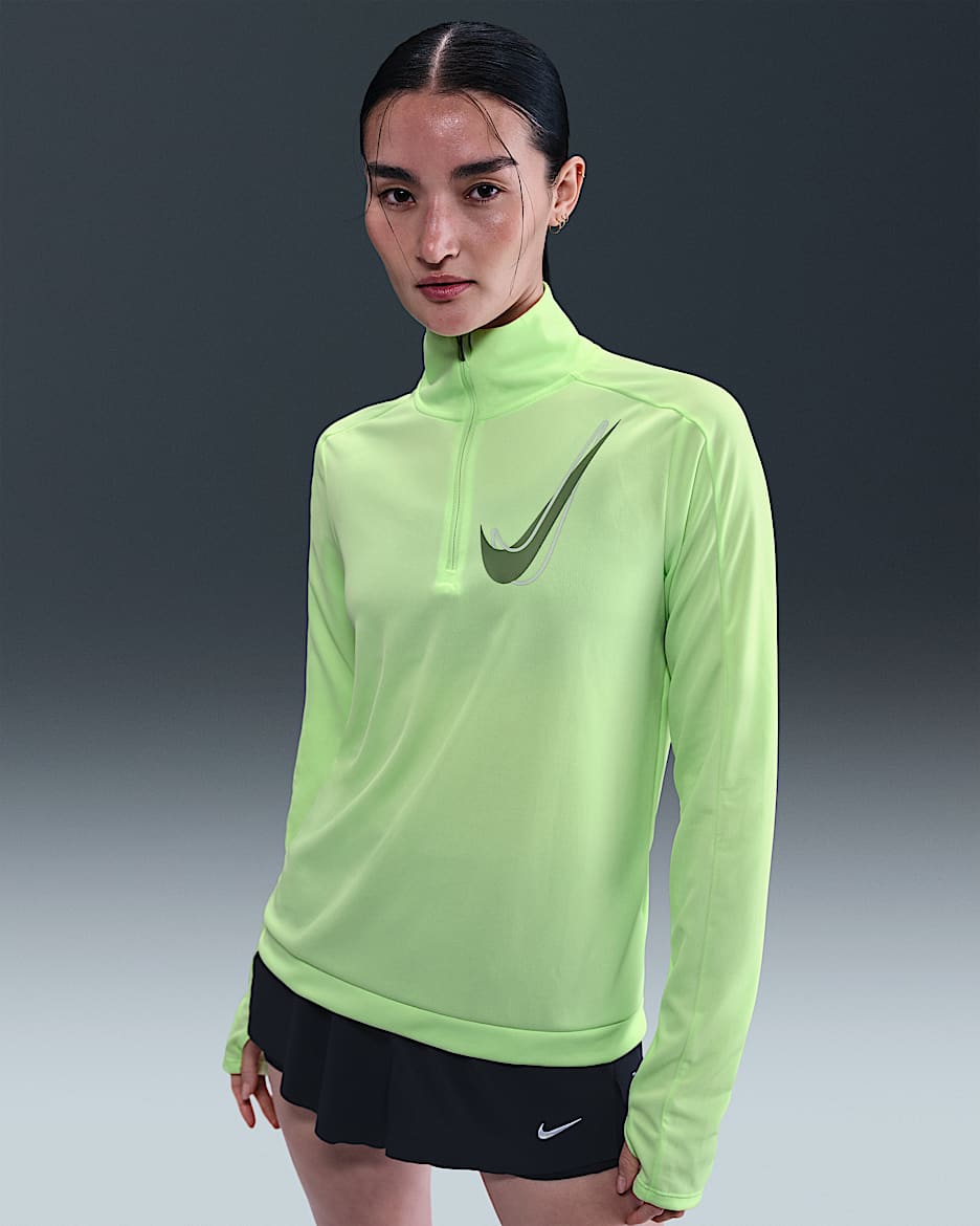 Nike Swoosh Women's Dri-FIT 1/2-Zip Running Mid Layer - Barely Volt