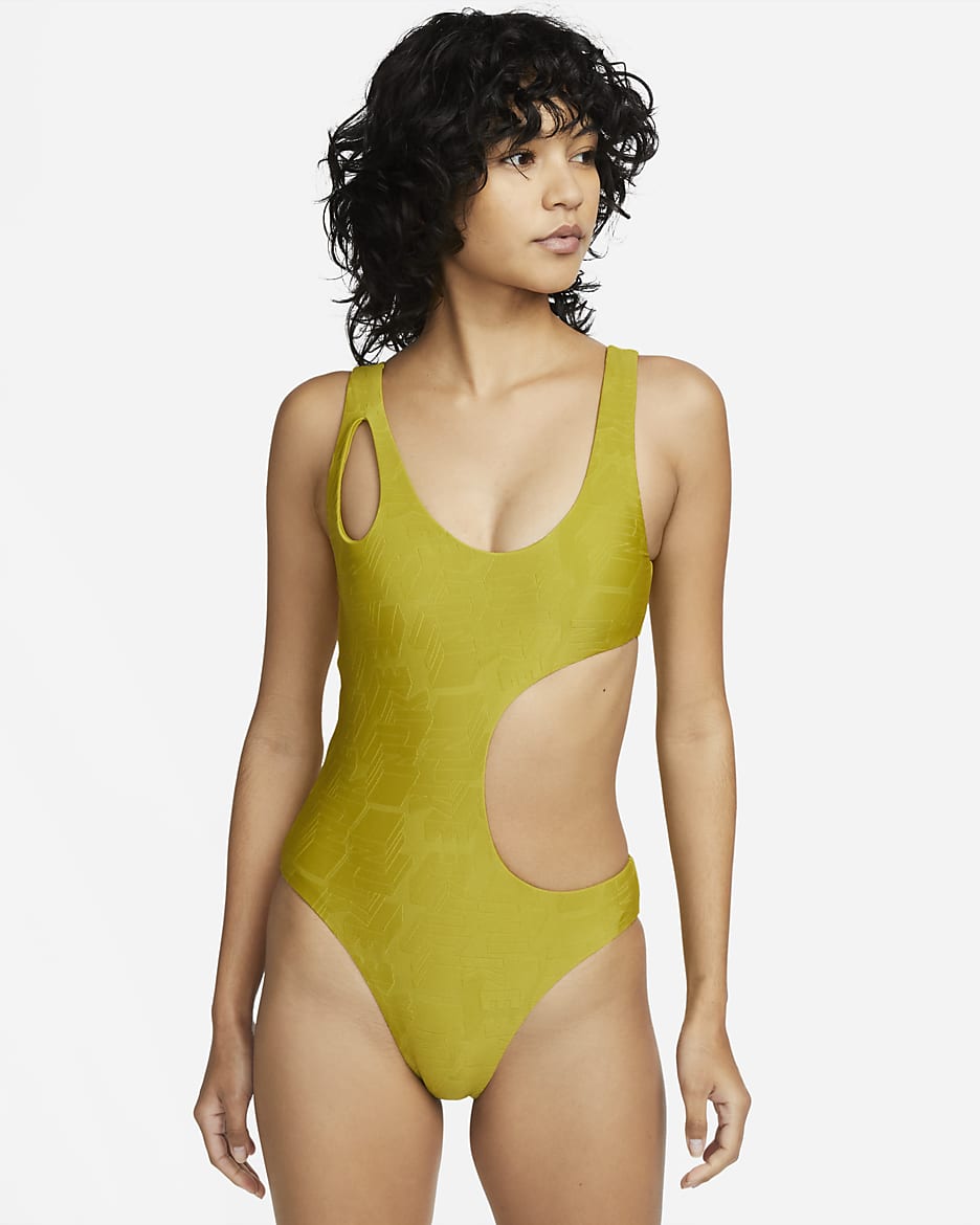 Nike Swim Women's Cut-Out One-Piece Swimsuit - Moss/Black