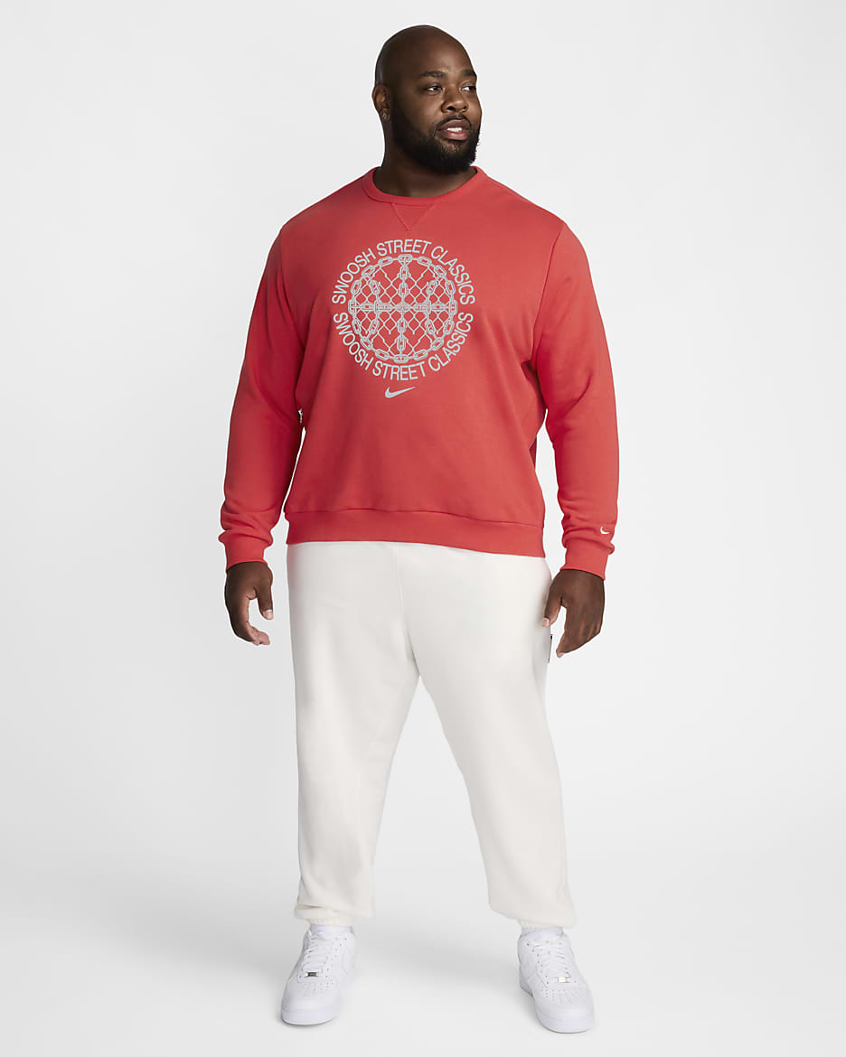 Nike Standard Issue Men's Dri-FIT Basketball Crew-Neck Sweatshirt - University Red/Heather/Pale Ivory