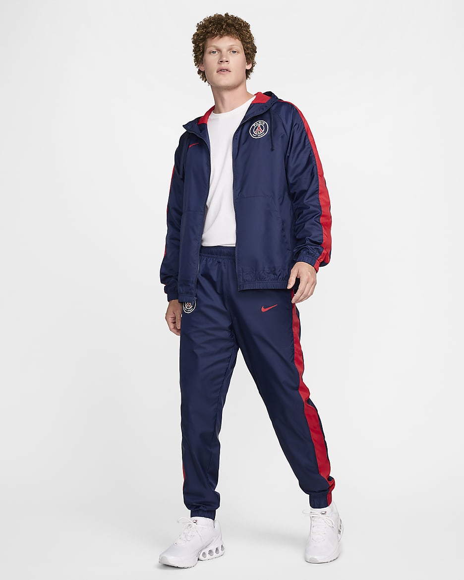 Paris Saint-Germain Nike vevd fotballtracksuit med hette til herre - Midnight Navy/University Red/University Red